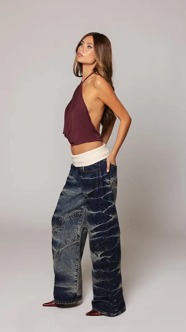 Tide Fade Fold-Over Jeans