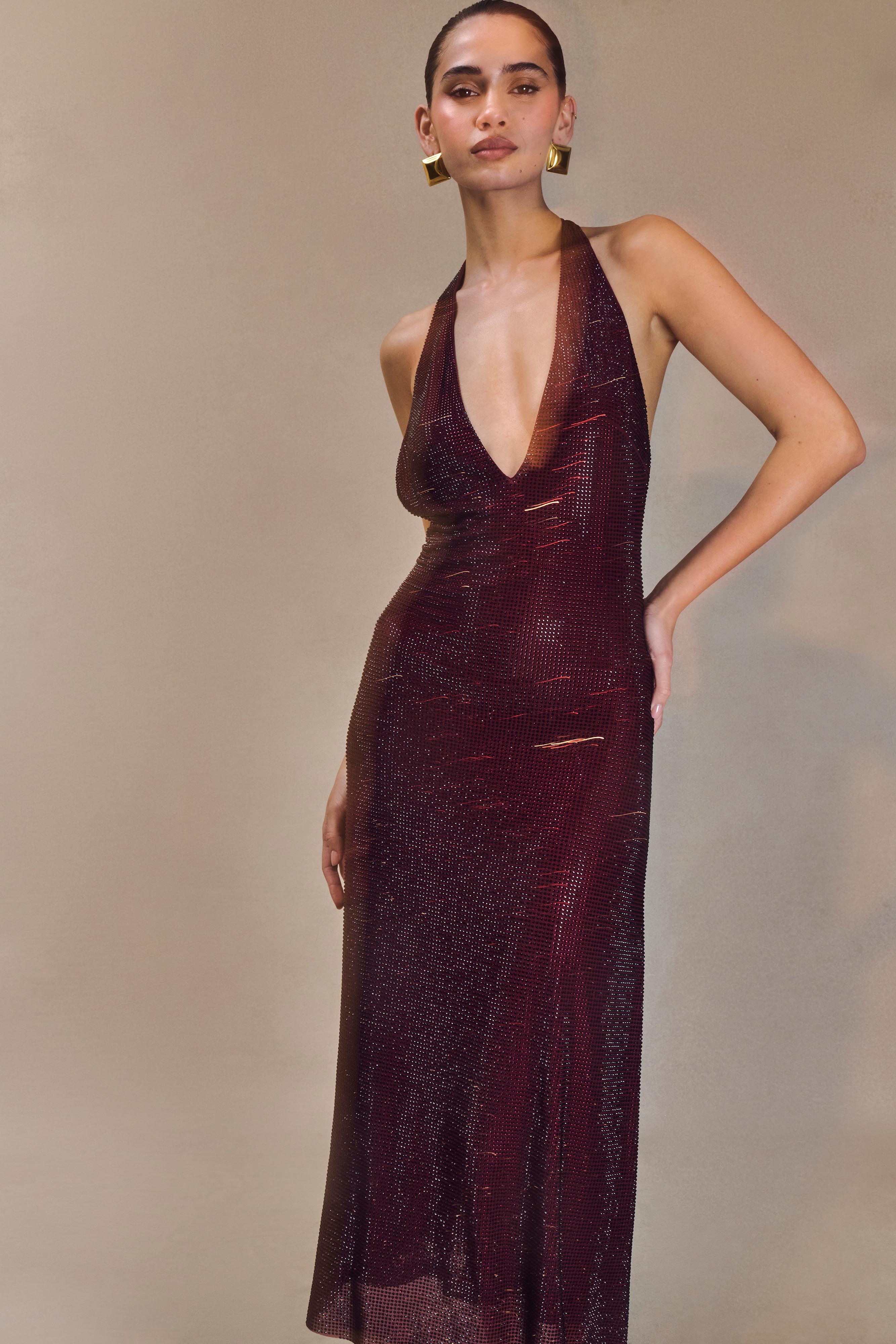 AMARA Diamanté Halter Midi