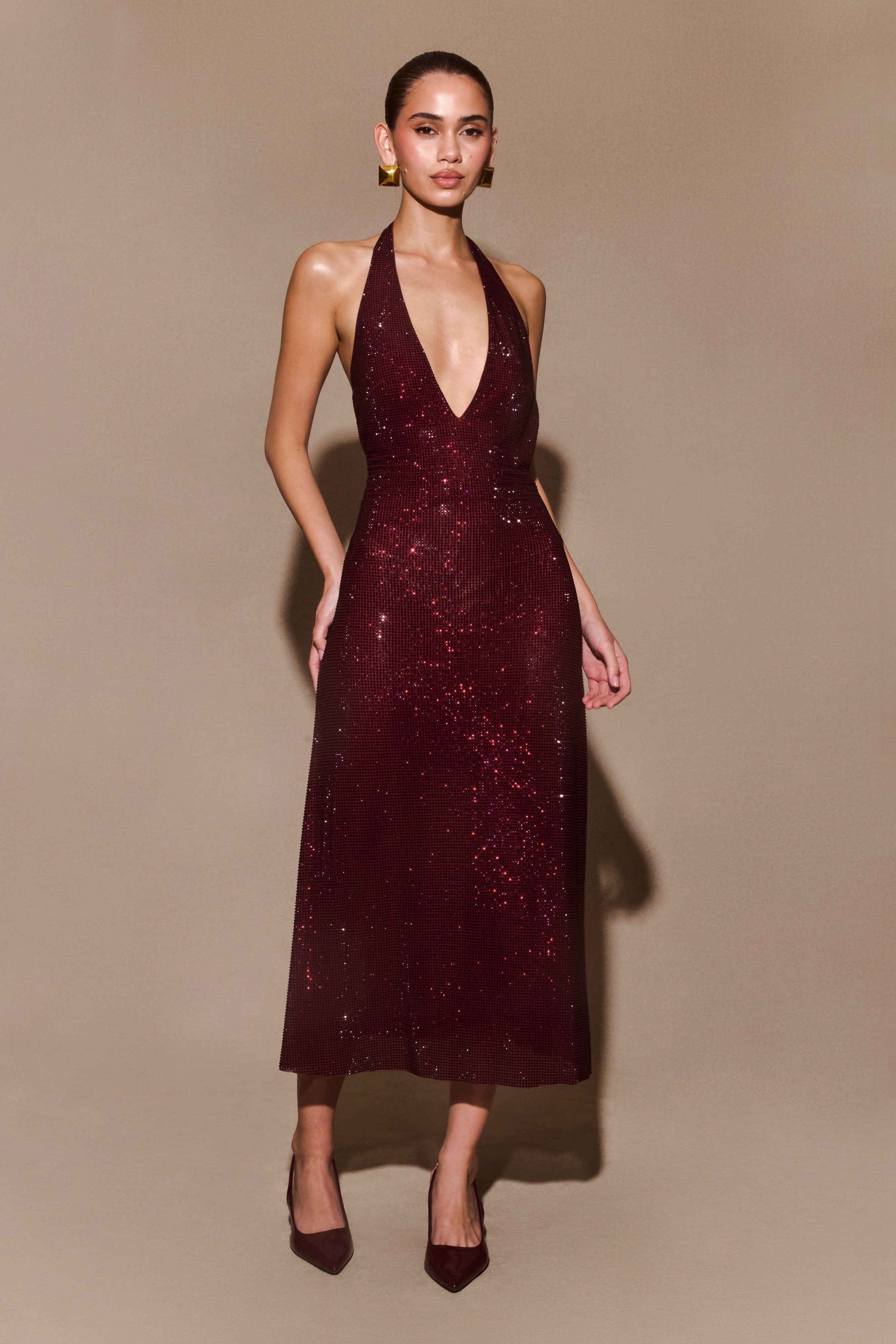 AMARA Diamanté Halter Midi