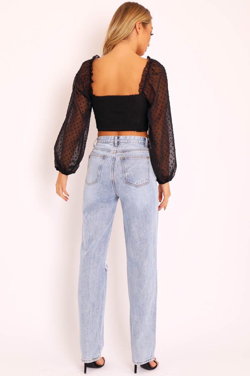 Denim Distressed Knee Extra Long Jeans