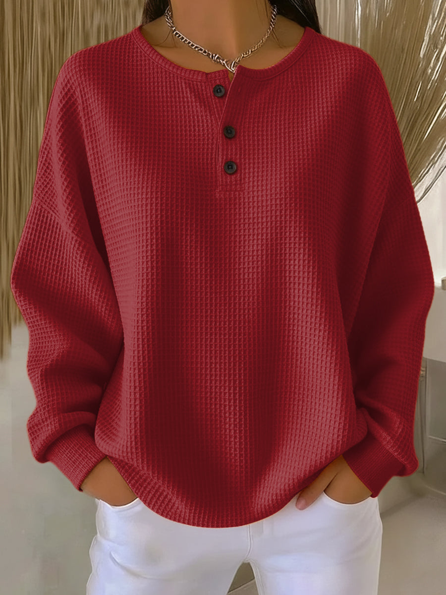 Anne - Cozy Waffle Knit Henley