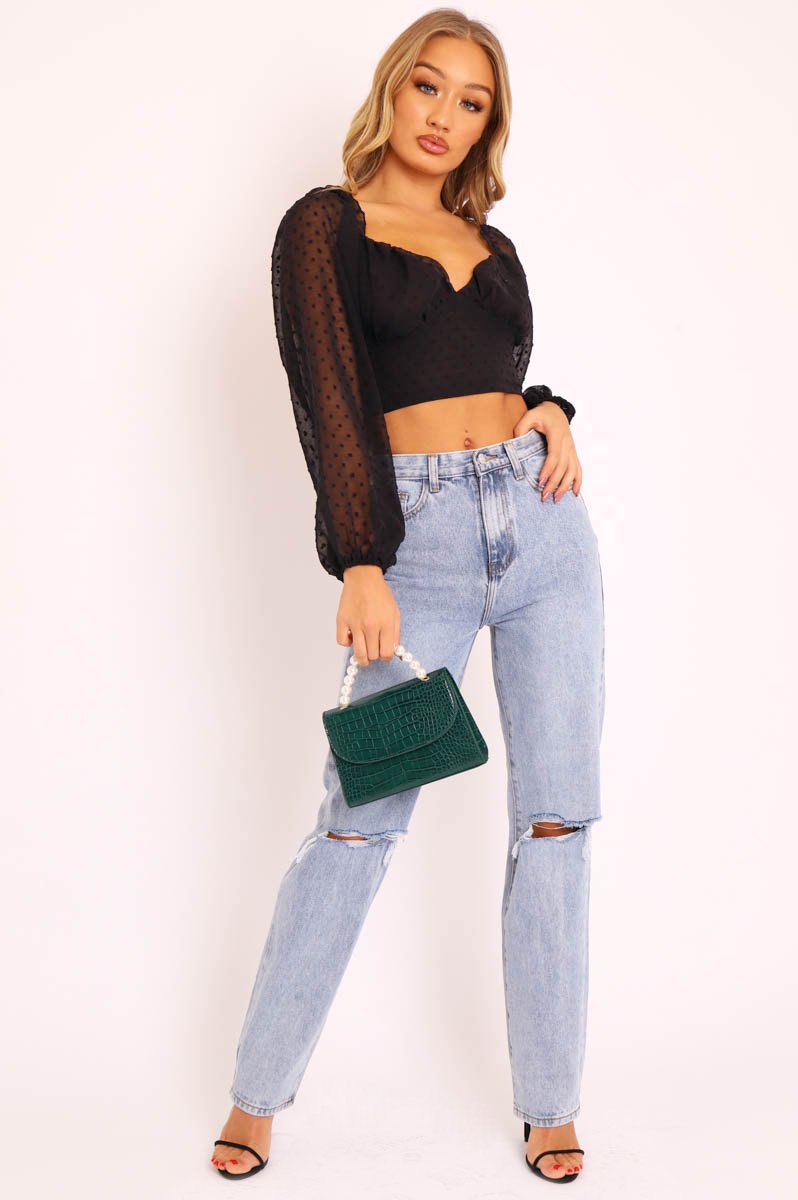 Denim Distressed Knee Extra Long Jeans